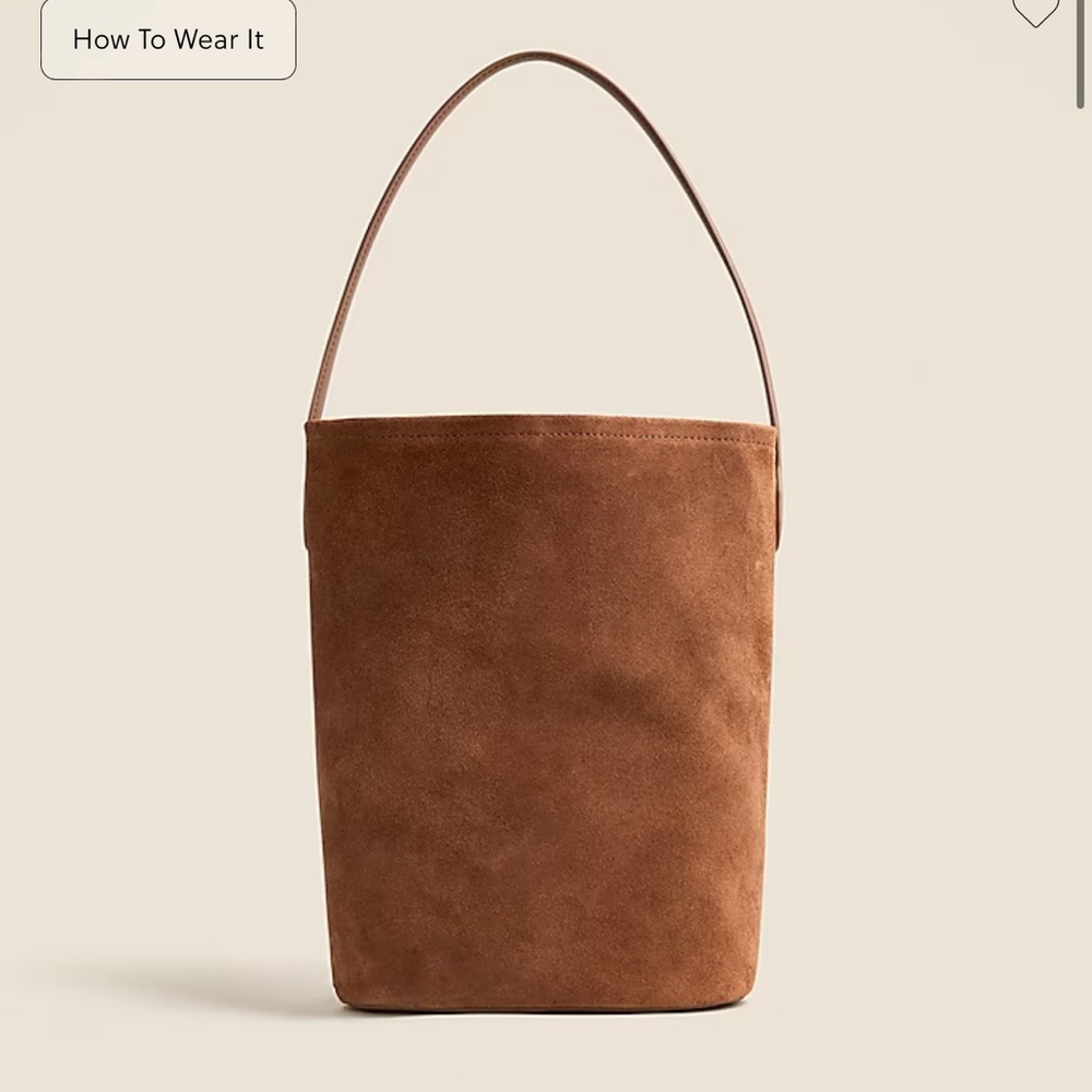 Brown Suede Bucket Bag